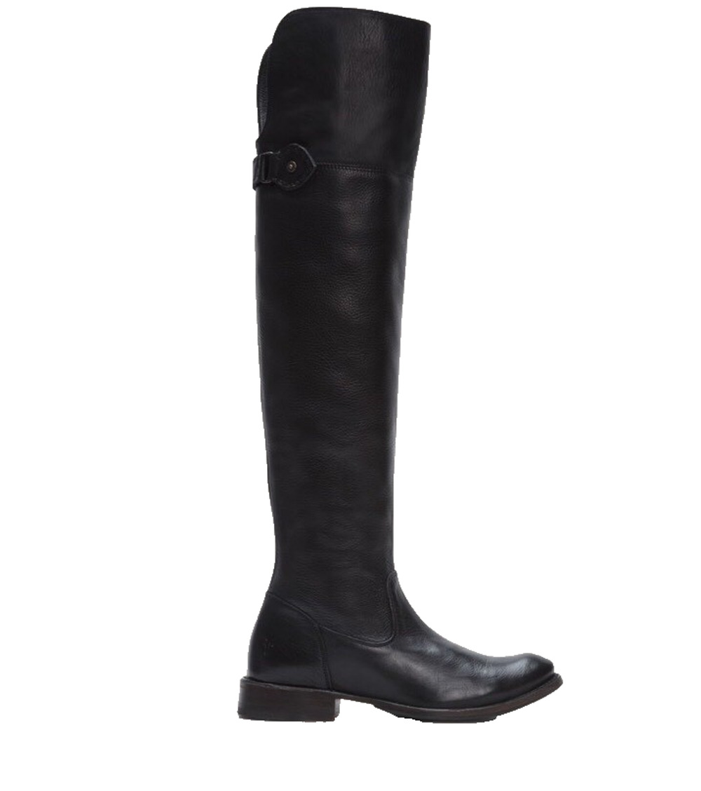 FRYE Shirley OTK Over The Knee Boots Riding Boots Black Leather Tall Pullover 6